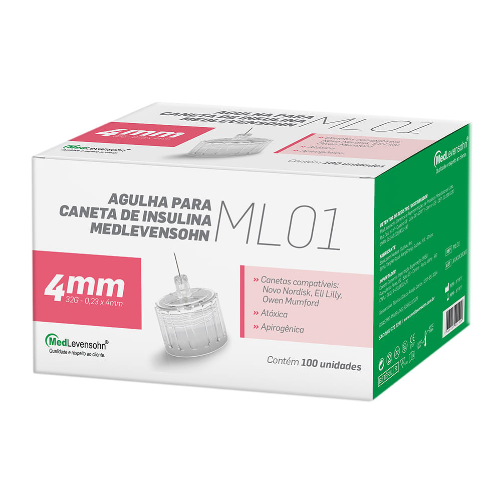 Agulha Descartável ML01 MedLevensohn 4mm com 100 Unidades - Health