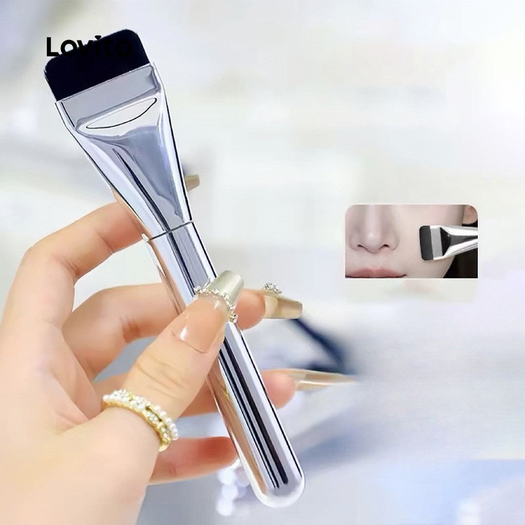 Lovito Ferramentas De Maquiagem Com Pincel Plano Liso Casual Para Mulheres LCS09155 em Oferta na Shopee