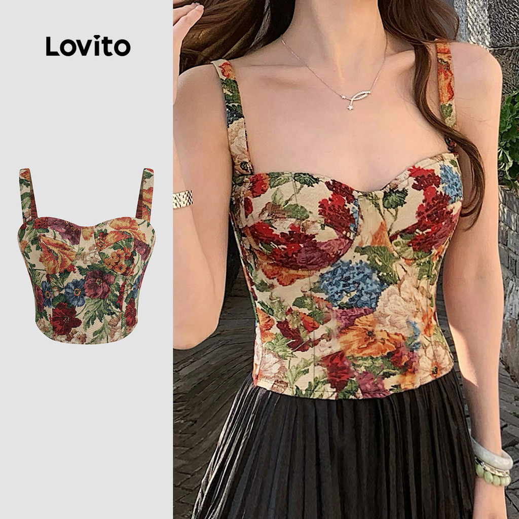 Lovito Regata Elegante Com Flores Florais Ditsy Para Mulheres L132ED094 - Women Clothes