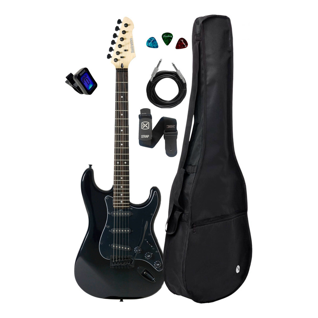 Guitarra Strinberg Rockwave Rw50 Bk+ Kit Capa Cabo Full em Oferta na Shopee