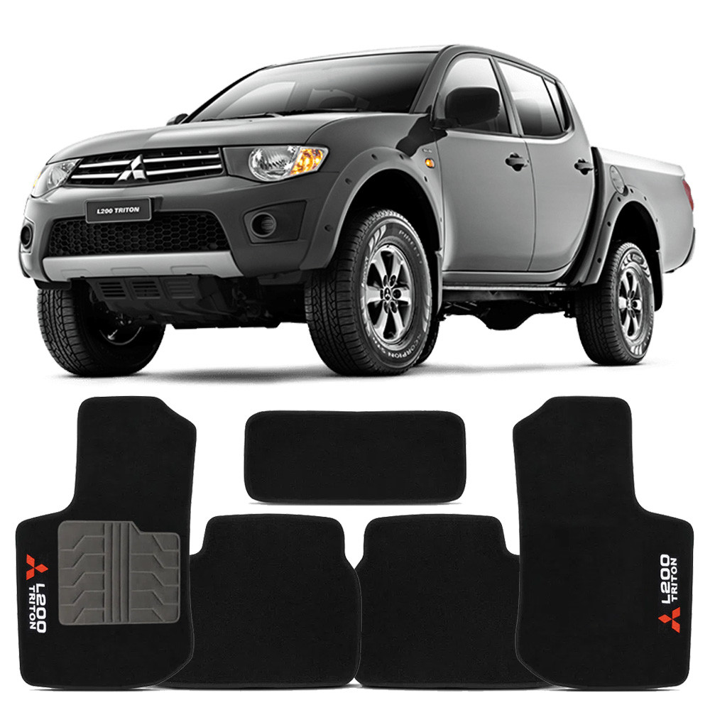 Tapete Mitsubishi L200 Triton 2008 a 2017 Requinte M03.010 Carpete Preto 5 Peças