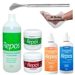 Repos AMACIANTE 1100ml + 222 + 30 BOTAS + CREME REMOVEDOR de Cutículas + URÉIA +  COPAÍBA +  GEL - Spa pés em Oferta na Shopee