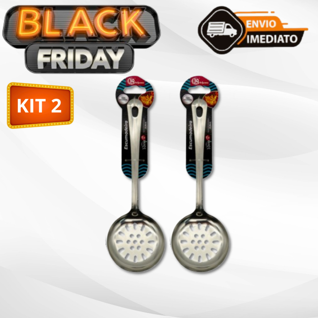 Kit 2 Escumadeiras Para Fritura em Aço Inox De Pastel Batata Salgado Peneira Resistente Para Cozinha Envio Imediato