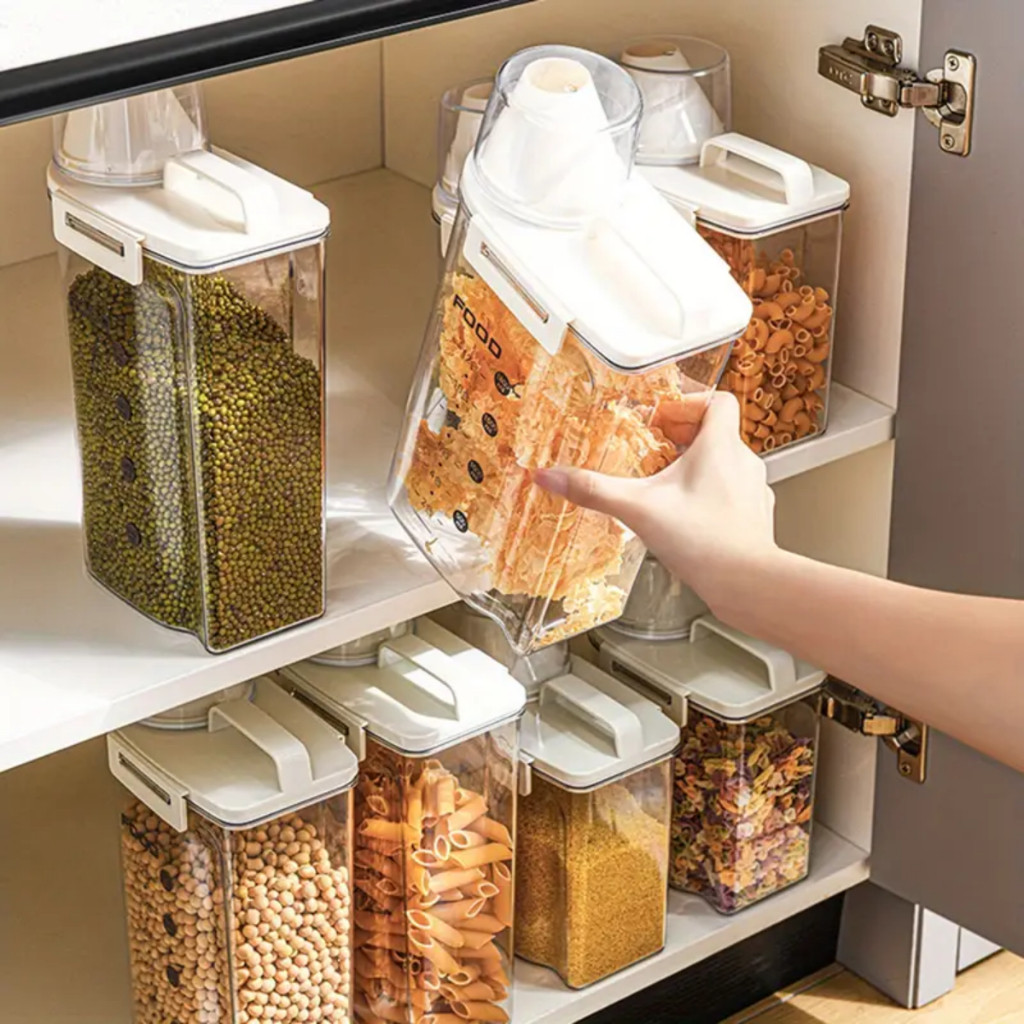 Pote Hermético com Copo Medidor Bico Dosador Cozinha Mantimentos Lavanderia Multiuso em Oferta na Shopee