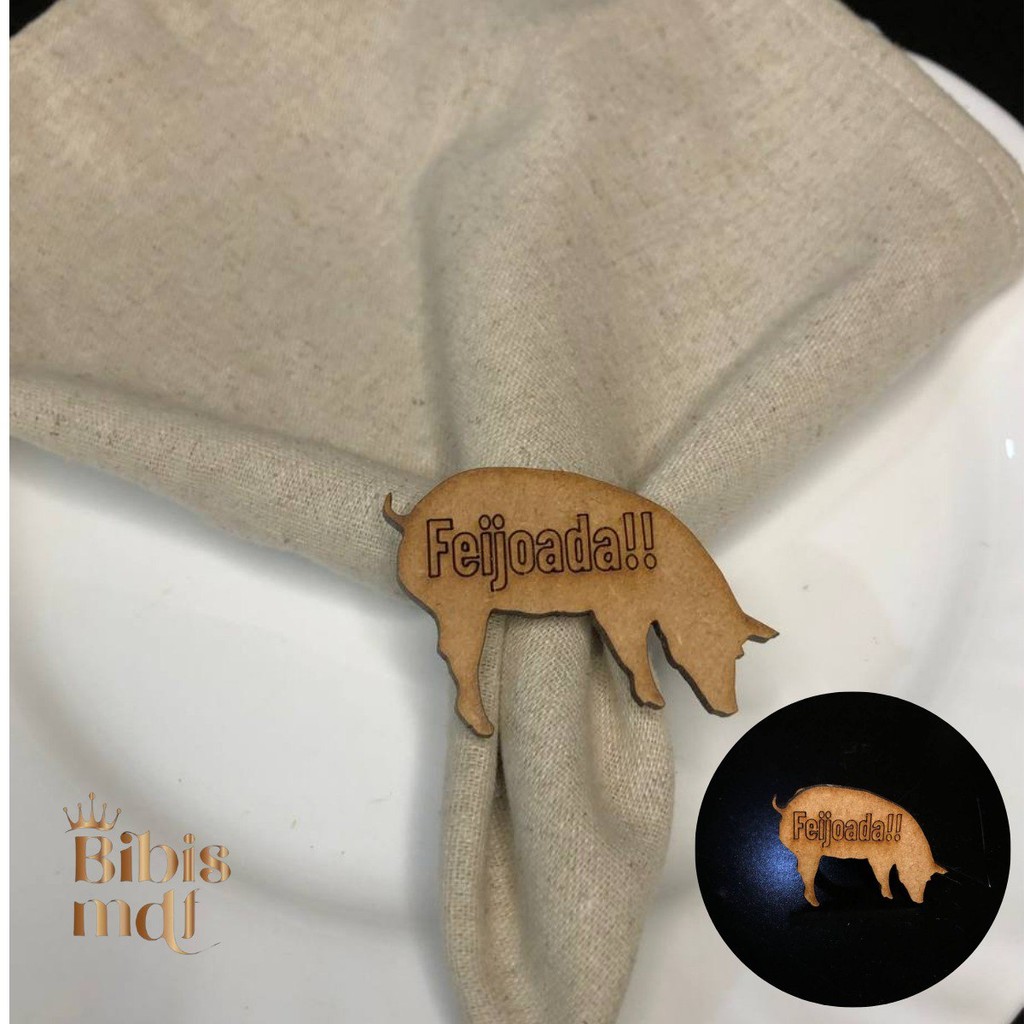 Anéis Porta Guardanapo de MDF - Feijoada (Kit com 12 unidades)