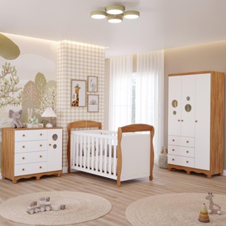 Quarto de Bebê Completo Berço Americano Marquesa Guarda Roupas 3 Portas Cômoda 4 Gavetas 100% MDF em Oferta na Shopee