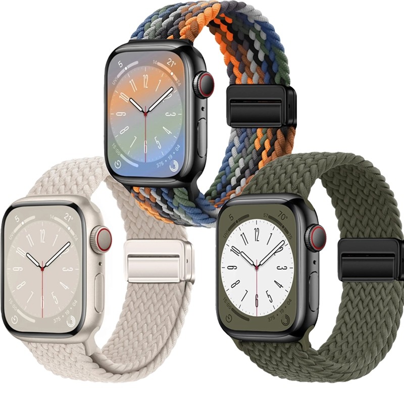 Pulseira de Nylon para Apple Watch Ultra 3 2 Series 11 10 9 8 7 SE 6 5 4 3 49mm 46mm 45mm 44mm 42mm 41mm 40mm 38mm em Oferta na Shopee