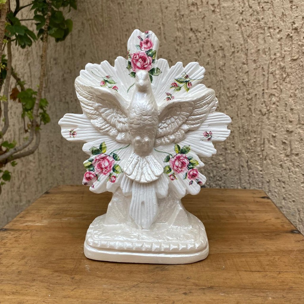 Divino Espírito Santo Decoupage Delicado De Mesa 20cm / Lembrança Batizado
