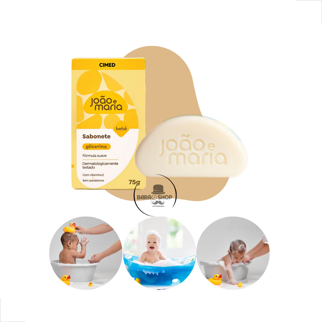 Sabonete Hipoalergenico João E Maria Em Barra Glicerina Bebê Infantil Cimed Suave Recém Nascido 75g