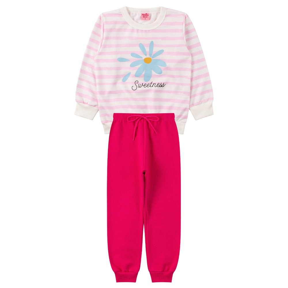 Conjunto Infantil Feminino Moletom Sublimado Peluciado/Moletom Peluciado Sweetness - Menina Doce