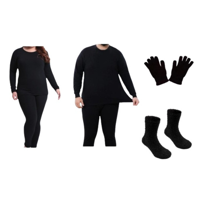 Roupa Térmica Pijama Plus Size Blusa Calça Pelucia Luva Meia
