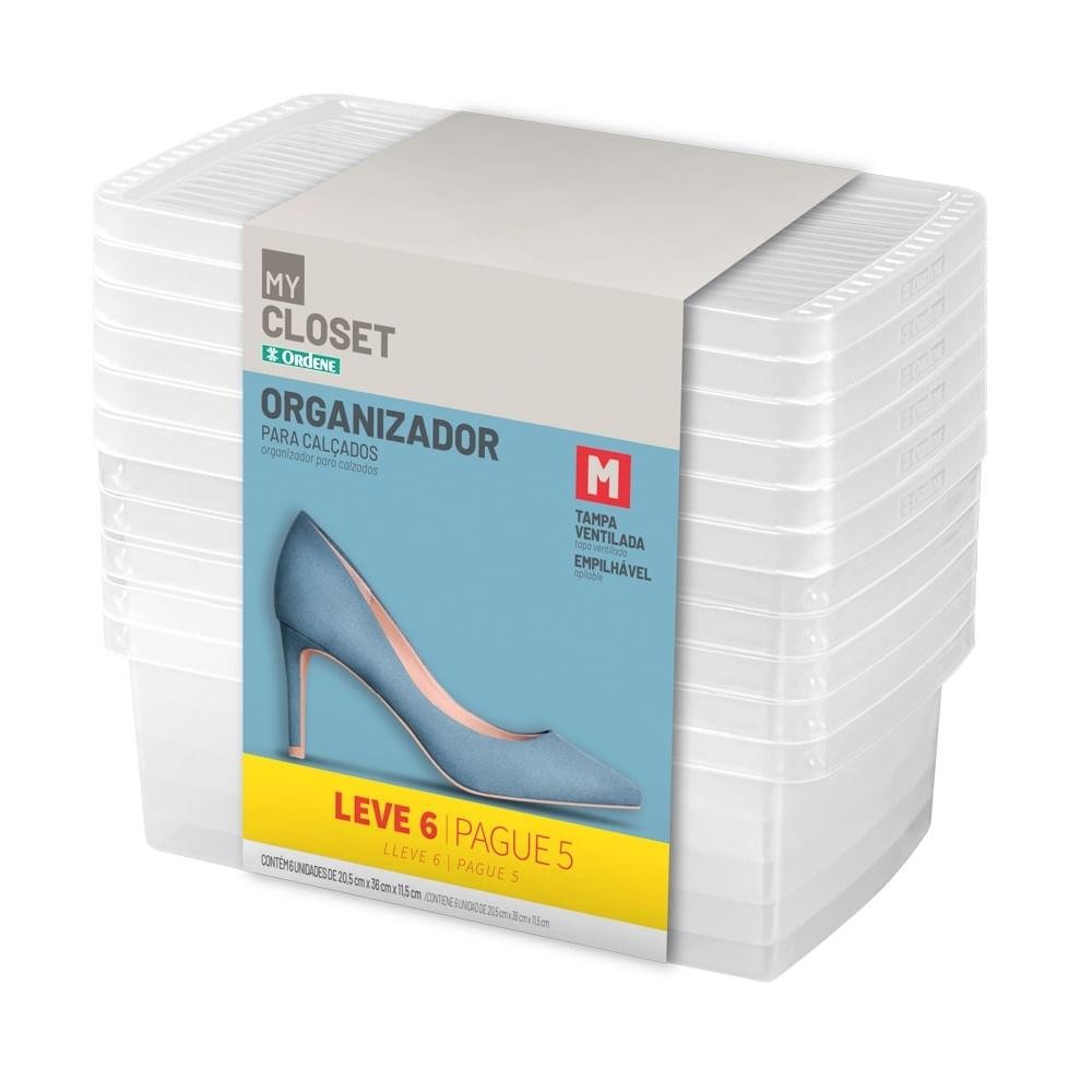 Organizador para Sapatos Cristal 6,9L Leve 6 Pague 5 Ordene