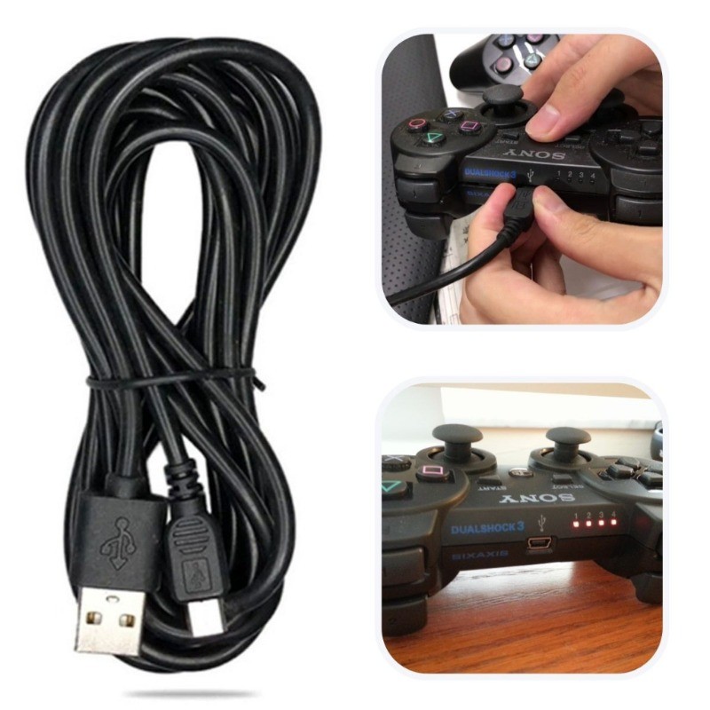 Cabo USB V3 Para Carregar Controle Ps3 Playstation 1,8m
