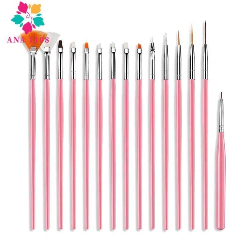 Kit Com 15 Pincéis Para Decoração De Unhas - Nail ART-ANA 1108
