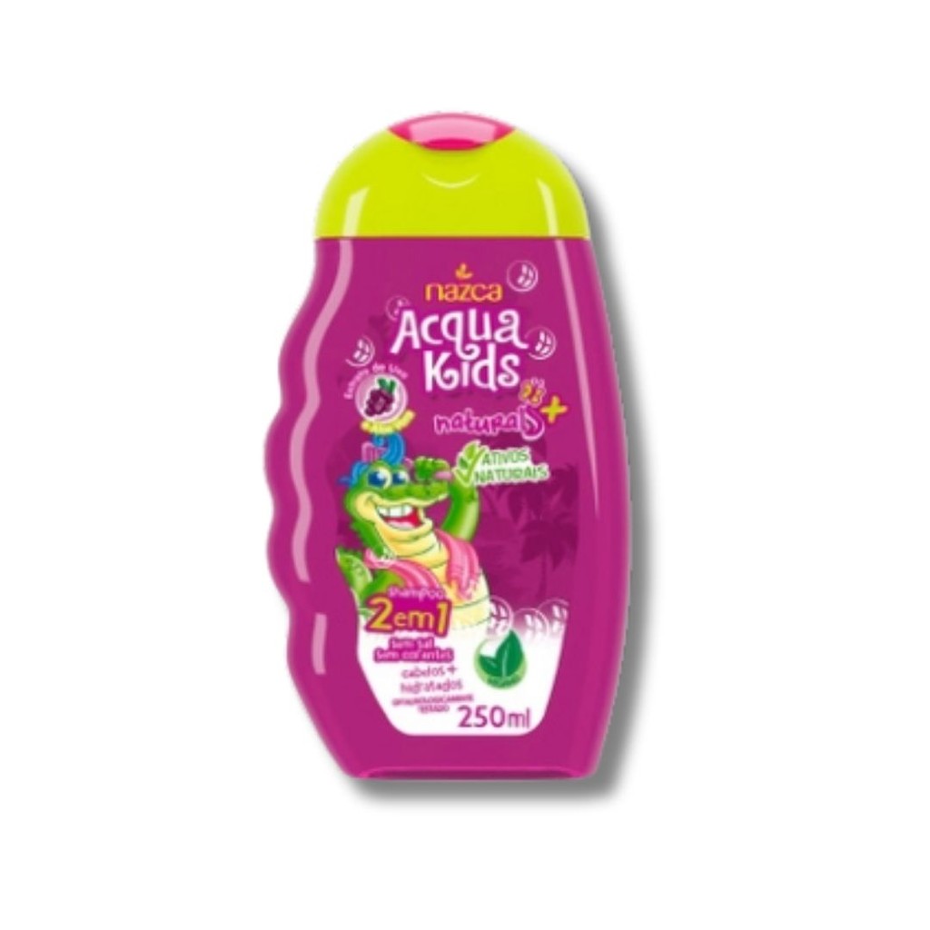 Shampoo Infantil Acqua Kids 250ml 2 em 1 Uva e Aloe Vera