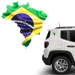 Bandeira Brasil Mapa Geografico Adesivo Resinado Decorativo
