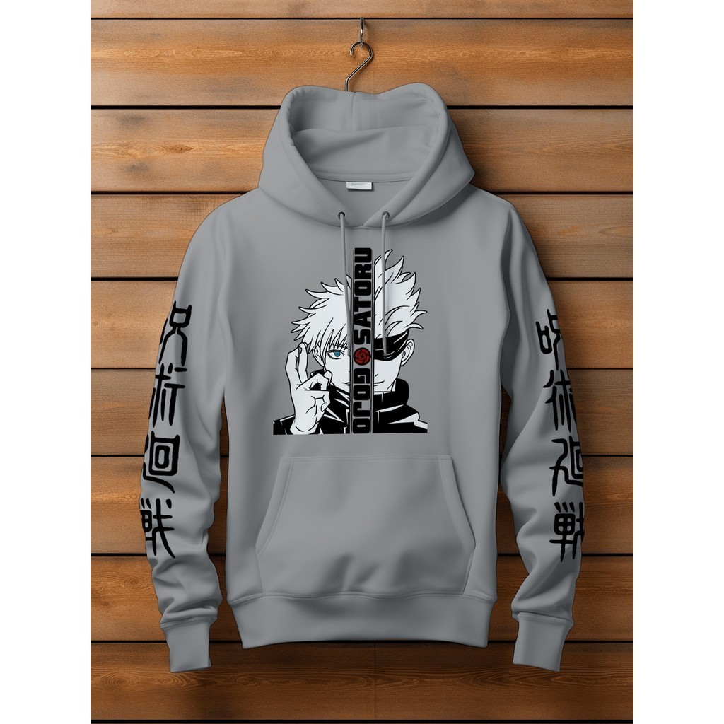 Moletom Blusa de Frio Canguru Jujutsu Kai Gojo Satoru Anime Capuz e Bolso Manga Envio Imediato