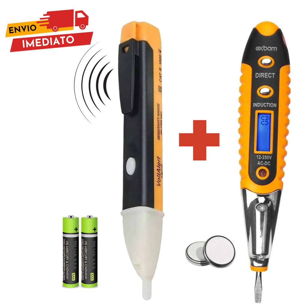 Kit Caneta Detectora de Tensão e Chave de Teste Digital de Voltagem 12V-250V Corrente