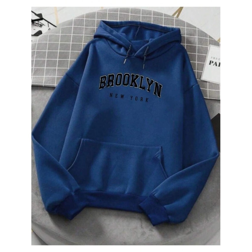 Moletom Canguru Unissex Blusa De Frio Basico Casaco Feminino Masculino Flanelado Estampa Algodão Brooklyn