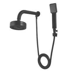 Ducha Autolimpante Redonda Preto Fosco ABS c/ Desviador – De Parede – Para Aquecedor Solar E Gás