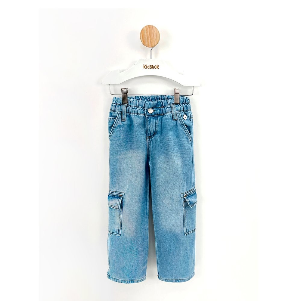 Calça Jeans Menina Cargo Wide Leg - Kidstok em Oferta na Shopee