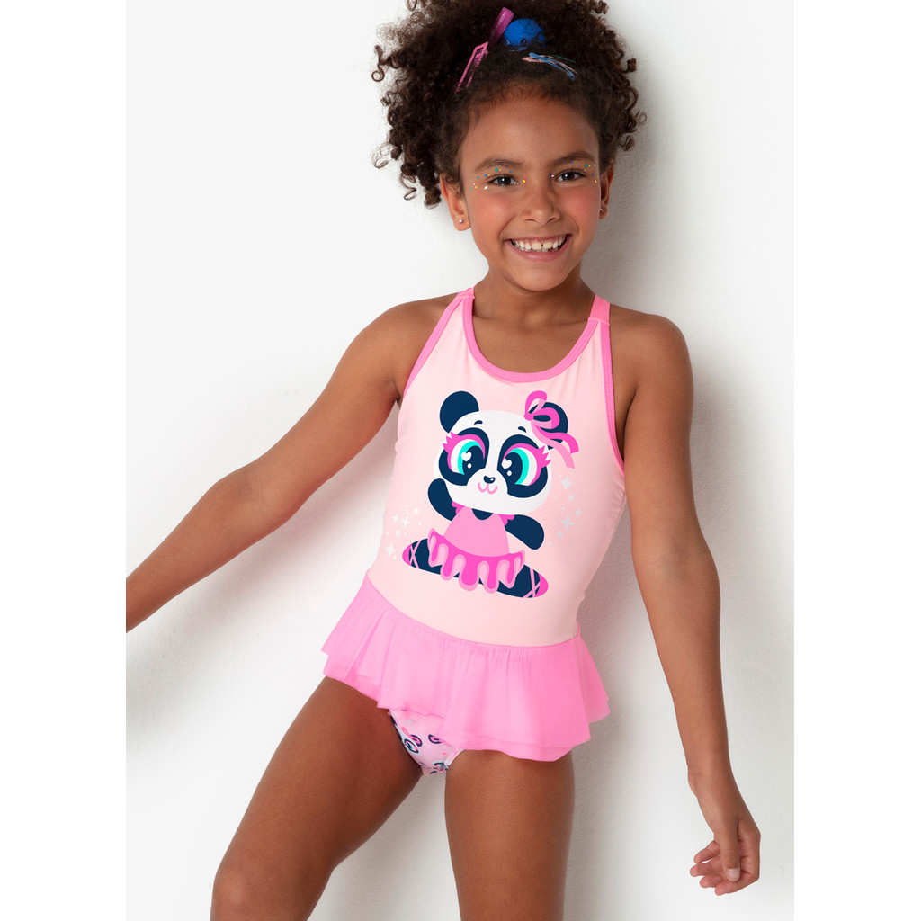 Maiô Menina Panda Ballet - Puket em Oferta na Shopee