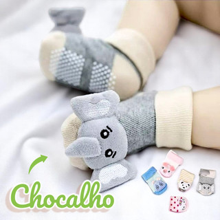 Meia Infantil com Chocalho Inverno Meias Bebê Menina Menino Antiderrapante Feminina Masculina