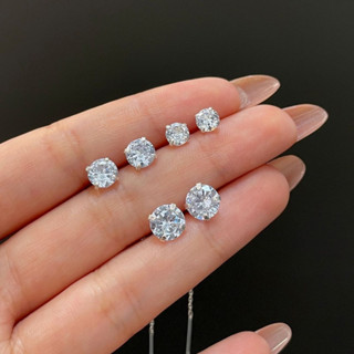 Trio de brincos a prata 925 com pedra de zircônia redonda Banhado a ouro 18k a prata 925 em Oferta na Shopee