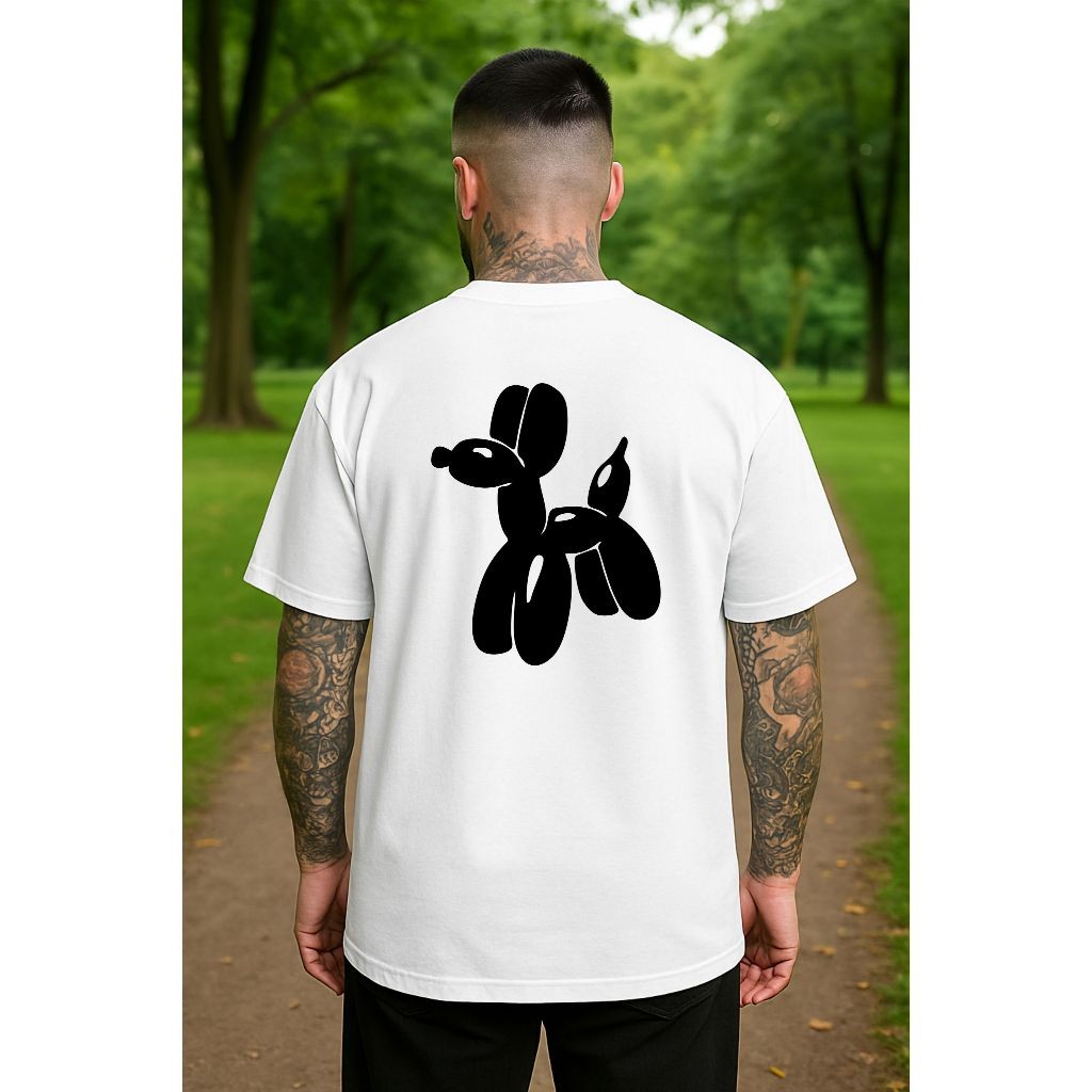 Camiseta Oversized Unissex Estampada Dog Ballon Tecido Em Algodão Moda Urbana Streetwear
