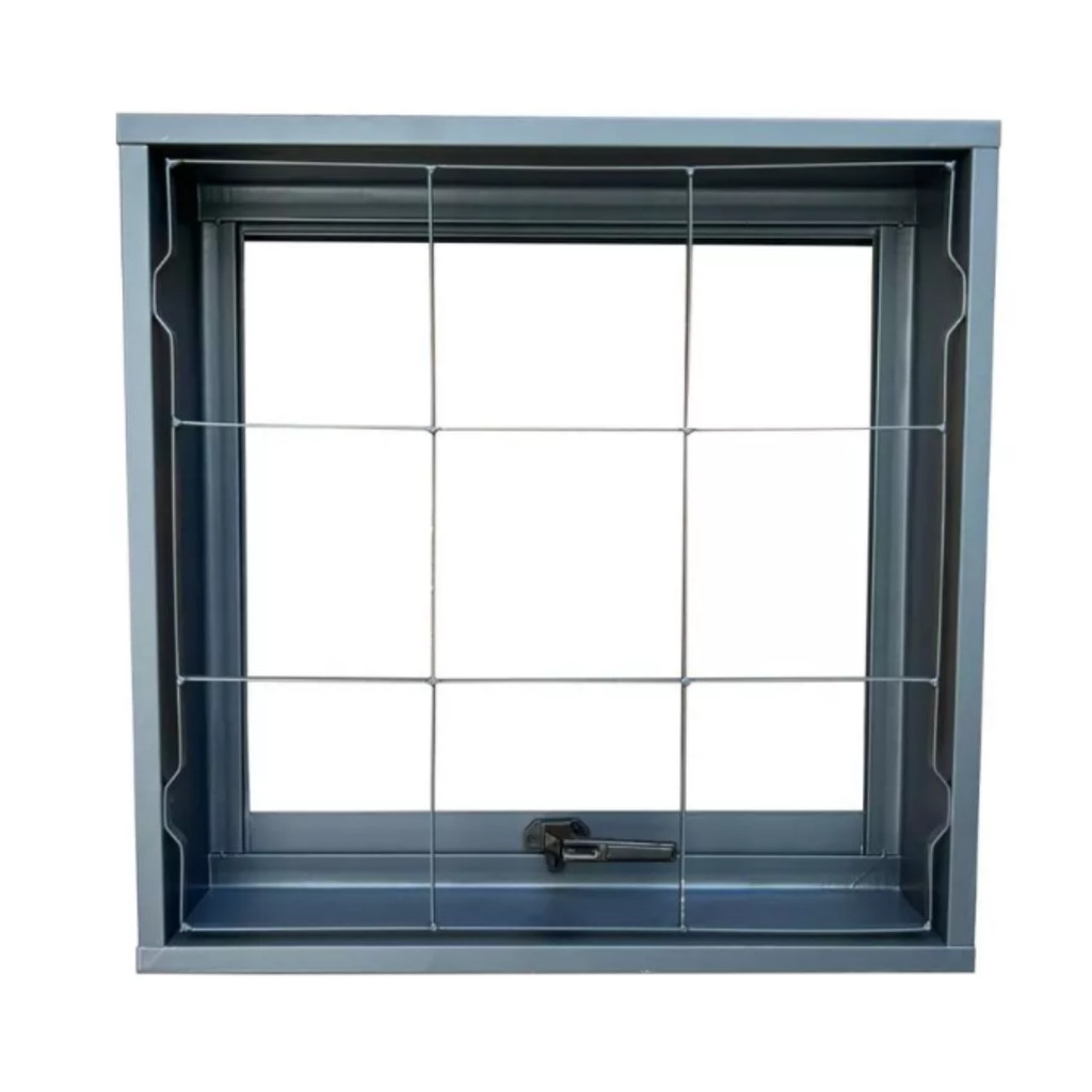 PORTINHOLA JANELA VITRO GRADE BASCULANTE 60X60 AÇO FECHO