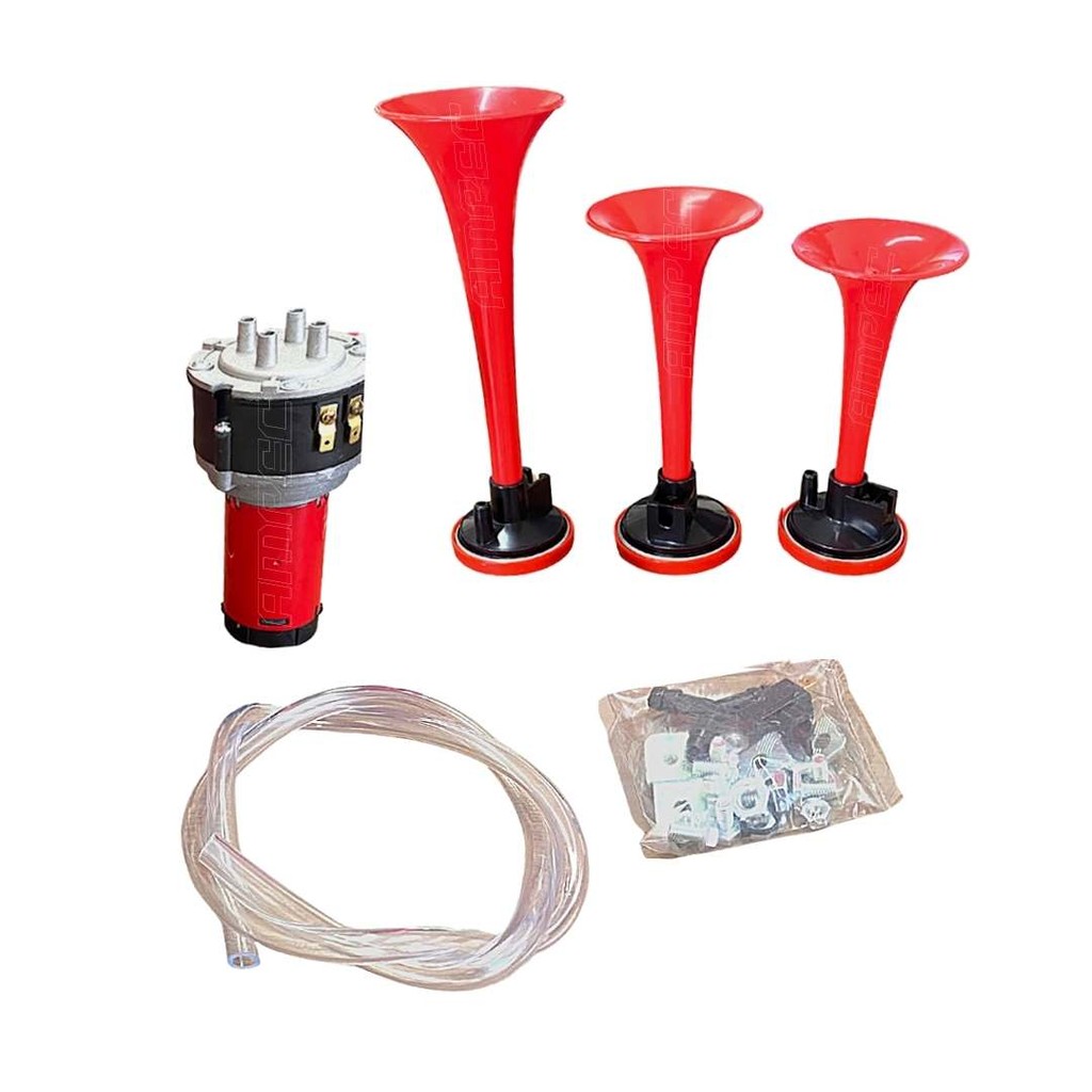 Buzina Ar Elétrica Com Compressor 3 Cornetas 12V Verdureiro - Spare Parts and Accessories for Vehicles