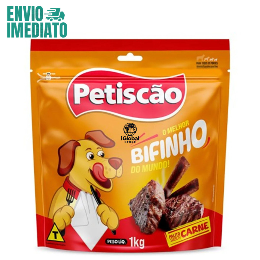 Petisco para Cães Petiscão Bifinho Carne 1kg - Envio Rápido em Oferta na Shopee