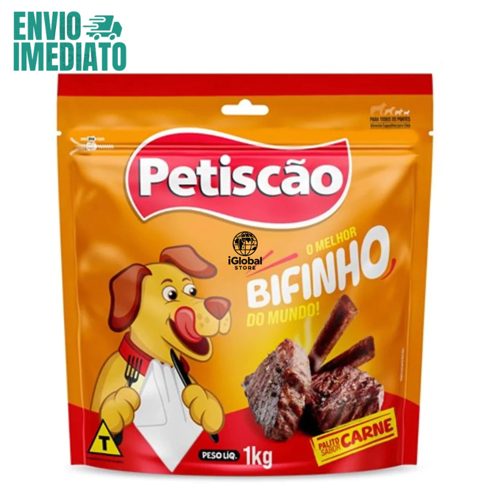 Bifinho Petiscão Sabor Carne 1kg Mastigável para Cães Adultos - ENVIO IMEDIATO
