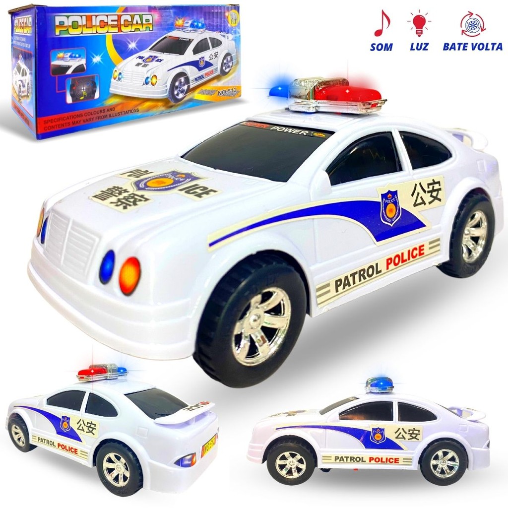 Carrinho De Polícia Brinquedo Bate Volta Com Luz Som Sirene em Oferta na Shopee