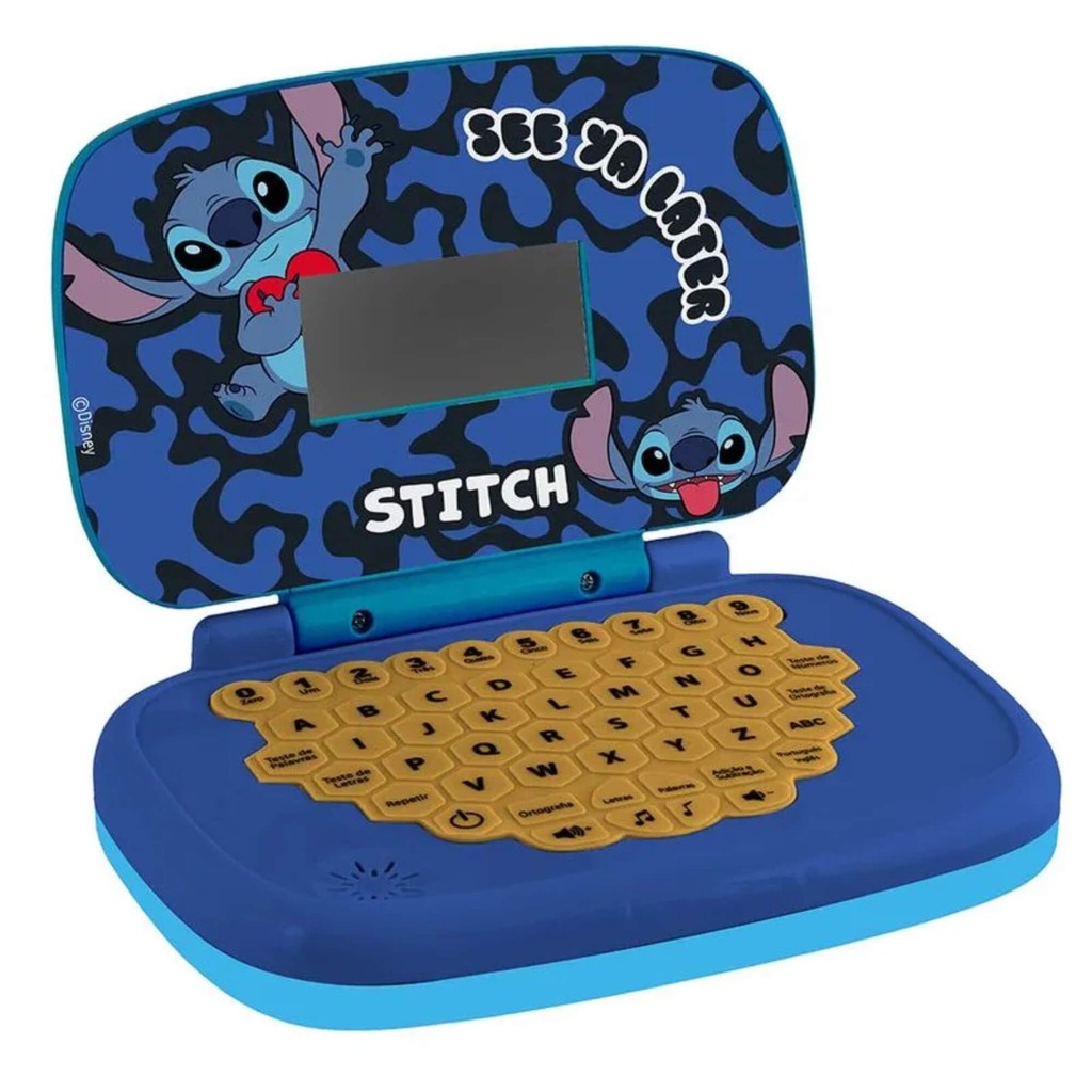 Laptop Infantil Educativo C/ Tela Incorporada Disney Stitch Bilíngue Candide - 3212 em Oferta na Shopee
