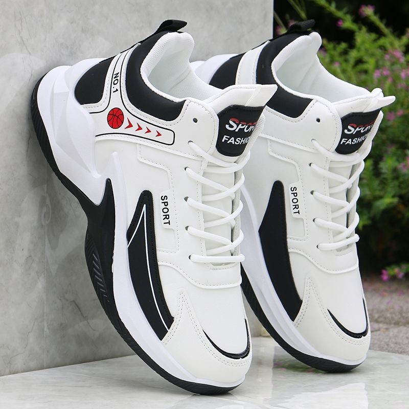 Sapatos Novo Fundo Grosso Antiderrapante Superfície de Couro Masculina High-Top Resistente ao Desgaste Respirável Soft B