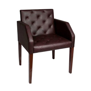 Poltrona Costura Capitonê Sala Espera Escritório - Marrom - Cor: Marrom em Oferta na Shopee