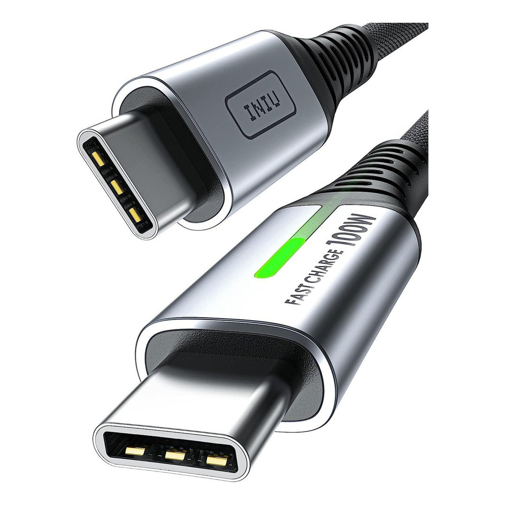 Cabo Carregador Turbo Usb + Usb-c Pd Led 100w 5a 2 Metros