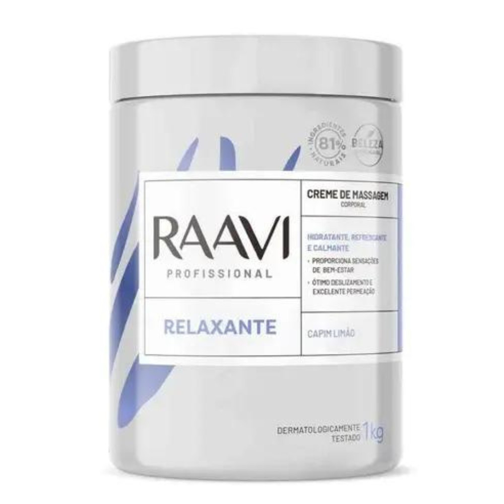 Creme de Massagem Relaxante Corporal Raavi 1kg - Reduz Tensões Musculares e Proporciona Bem-Estar
