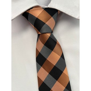 Gravata Xadrez Semi Slim Marrom e Preto em Oferta na Shopee