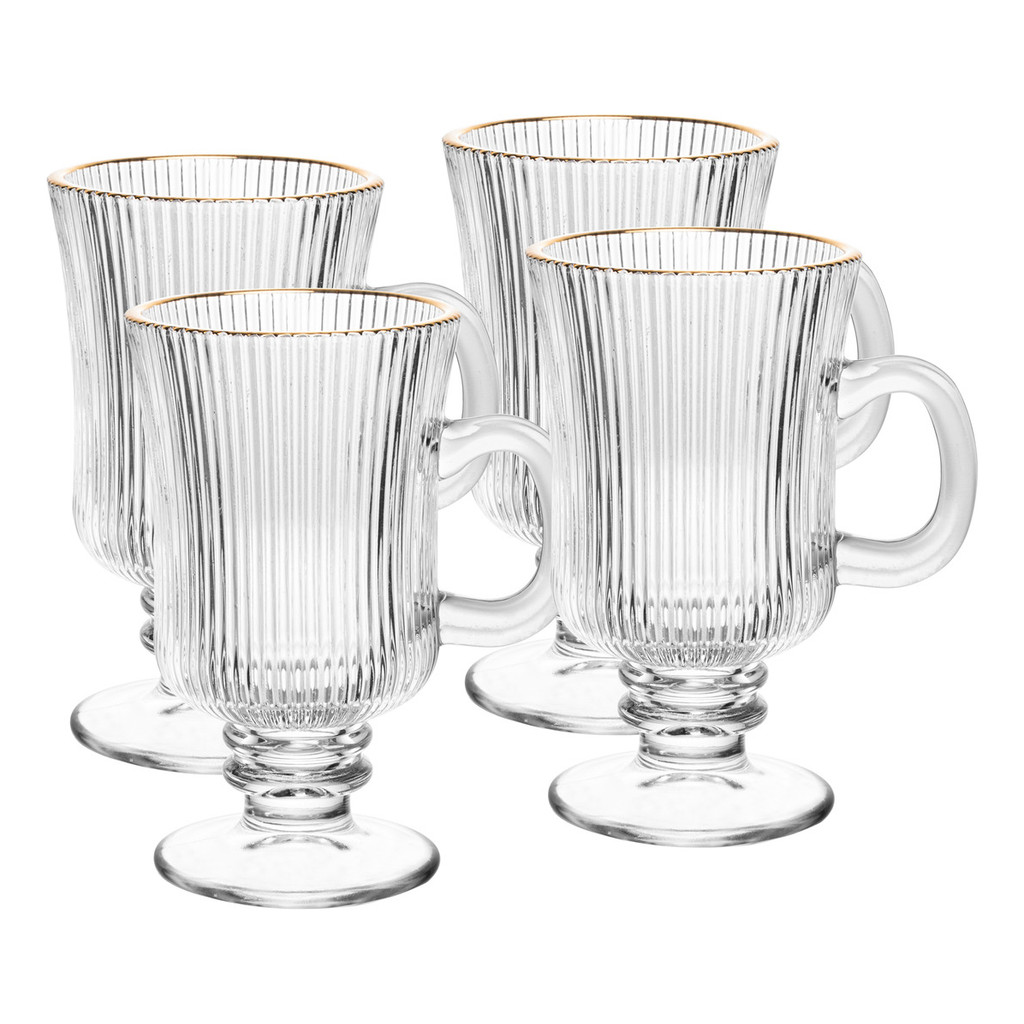 Jogo 4 Taças  Para Cappuccino Com Fio De Ouro Lines Wolff em Oferta na Shopee