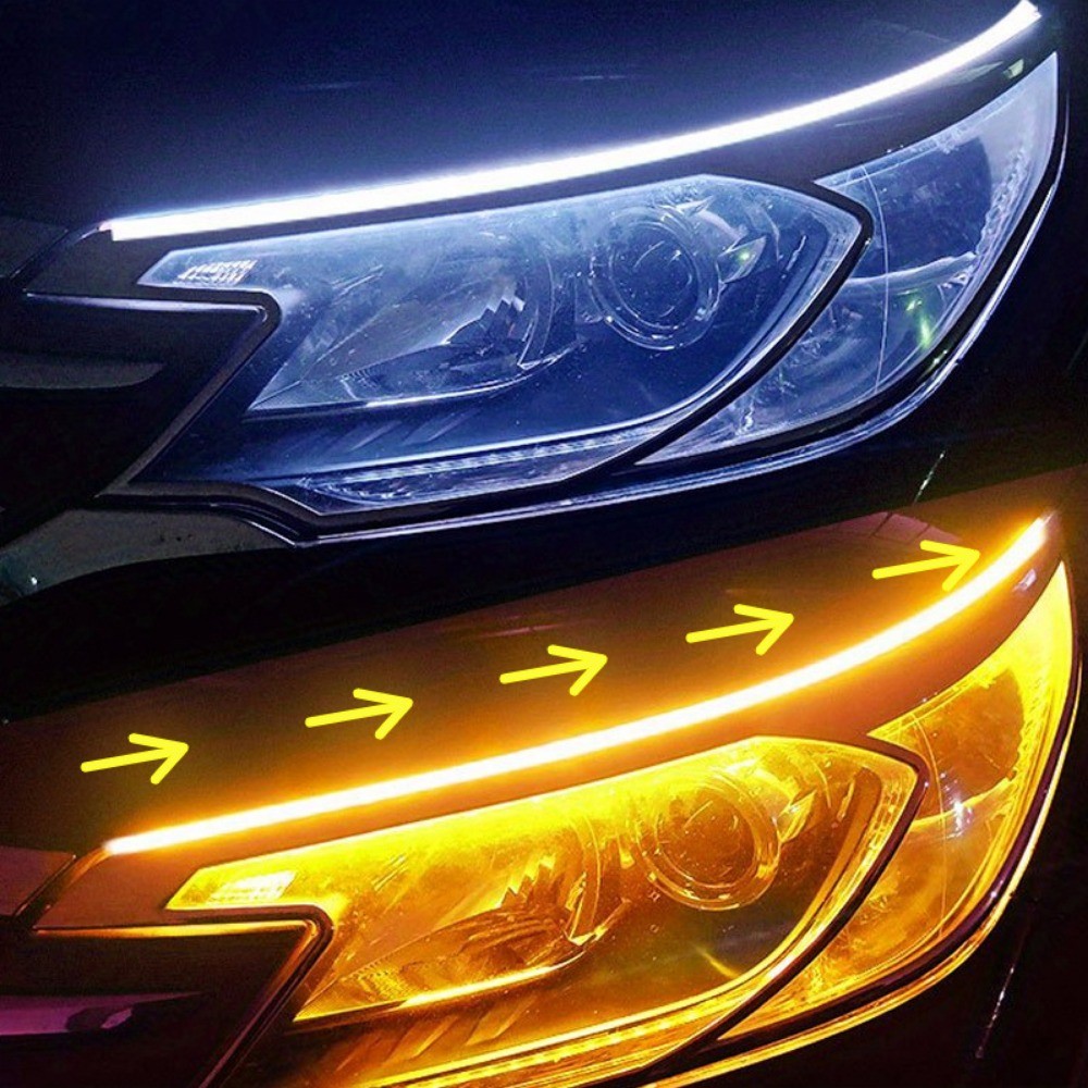 Detalhes do Acessórios De Iluminação Automotiva : Faixa De Superfície De Farol LED Flexível , Luzes Sequenciais Brancas E Âmbar Diur