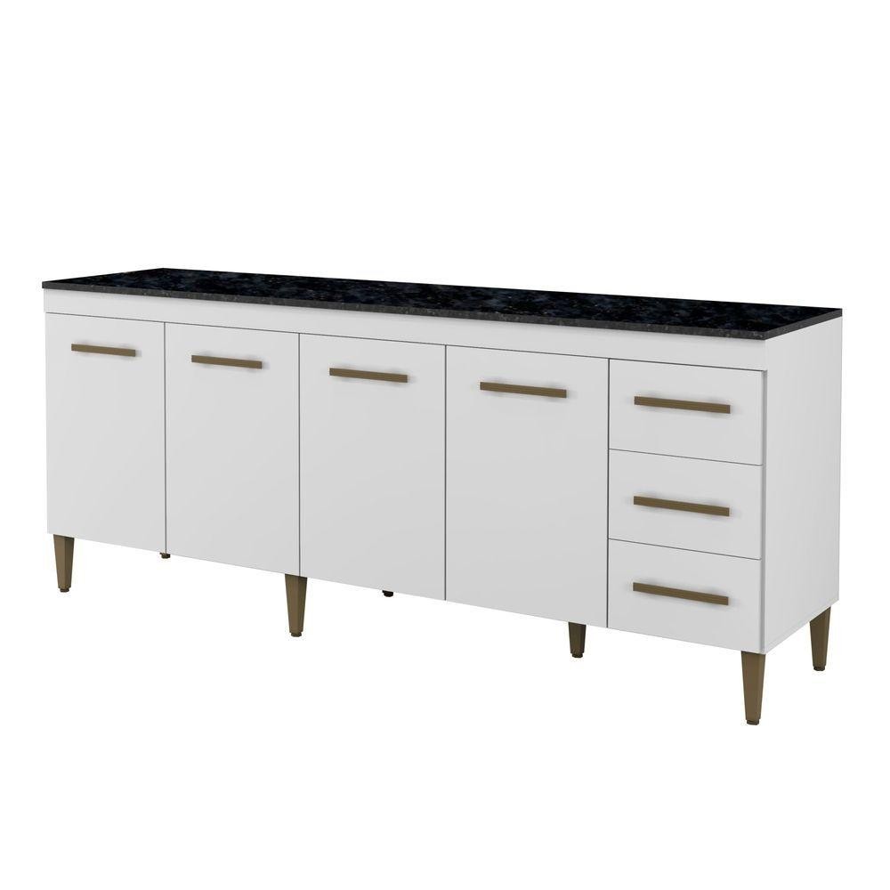 Balcão Atenas 4 Portas E 3 Gavetas Kaiki Moveis Branco