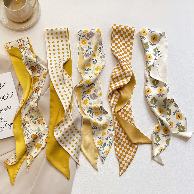 Amarelo suave primavera e verão novo lenço decorativo multifuncional 2023 cabelo feminino com lenço de colarinho