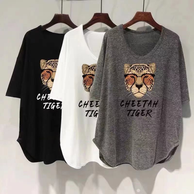 【Oversize Women】Summer Short Sleeve Round Neck Plus Size T Shirt Street Style Print Loose Oversized Tshirt Big Size Tops em Oferta na Shopee