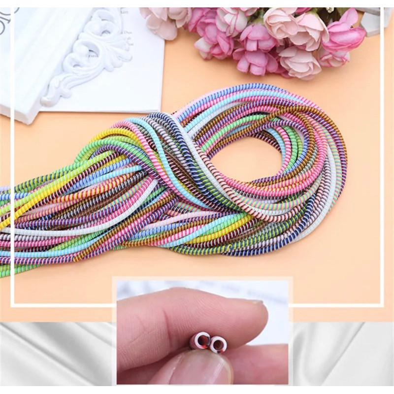 Protetor de fio Celular Manga De Proteção Do Cabo USB Universal 1.4 M De Dados De Três Cores Em Um Grampo Espiral - detalhe