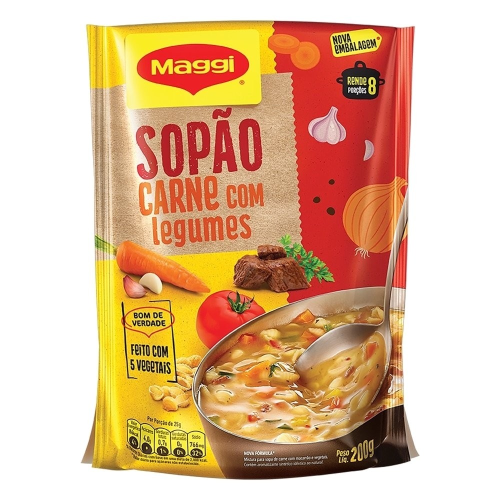 Sopão Maggi Carne com Macarrão e Legumes 200g - Embalagem com 24 Unidades - Food & Beverages