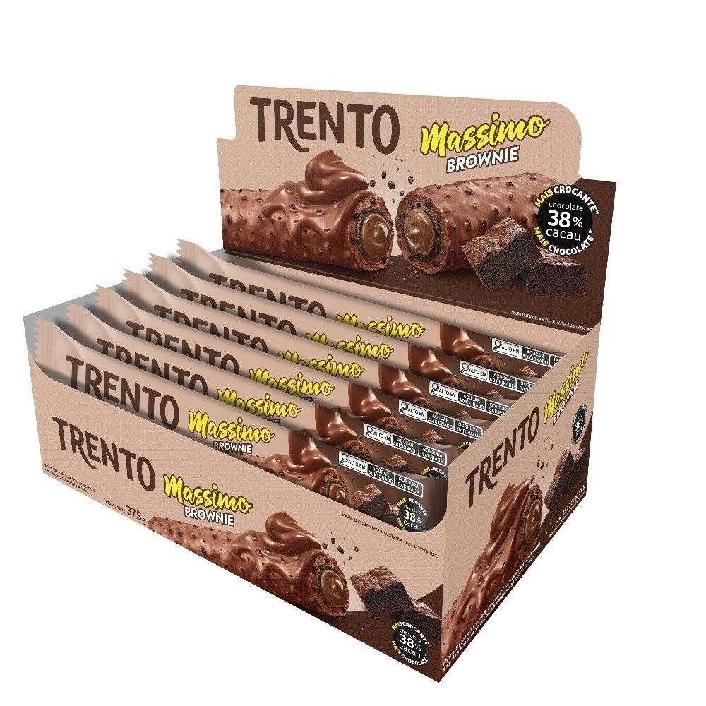 Chocolate Trento Wafer Massimo Brownie 25g - Embalagem com 15 Unidades - Food & Beverages