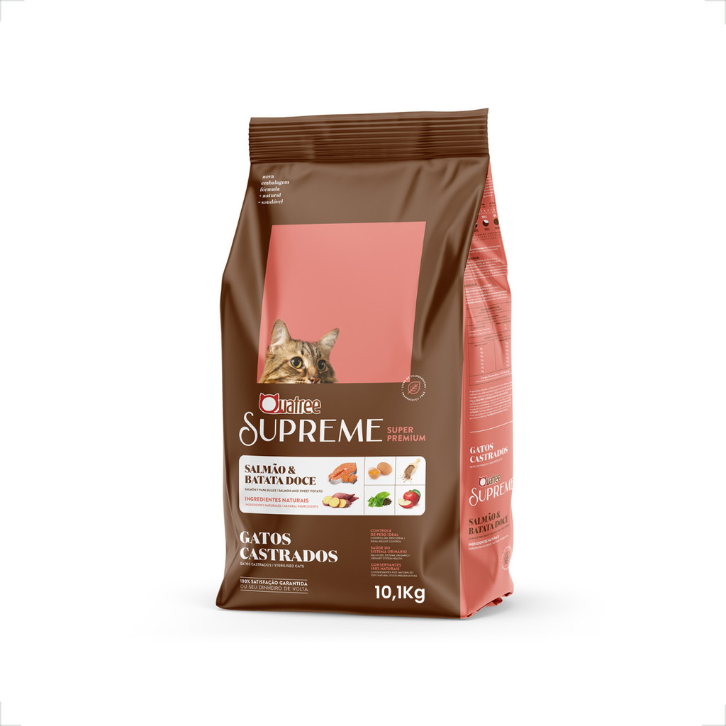 Ração Quatree Supreme Gatos Castrados Salmão e Batata Doce - 10,1Kg em Oferta na Shopee