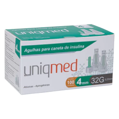 AGULHA PARA CANETA INSULINA UNIQMED 4MM X 32G UNIQMED 100UN